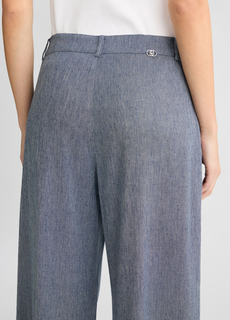 Flared denim trousers