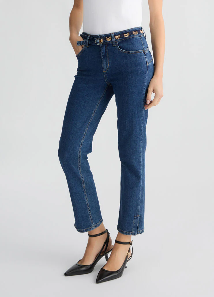 High-waisted skinny jeans