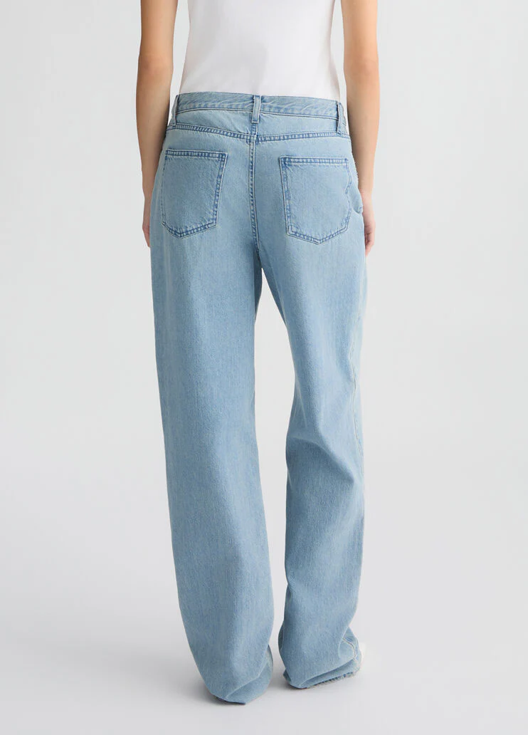 Light blue straight-leg jeans with bejewelled charm