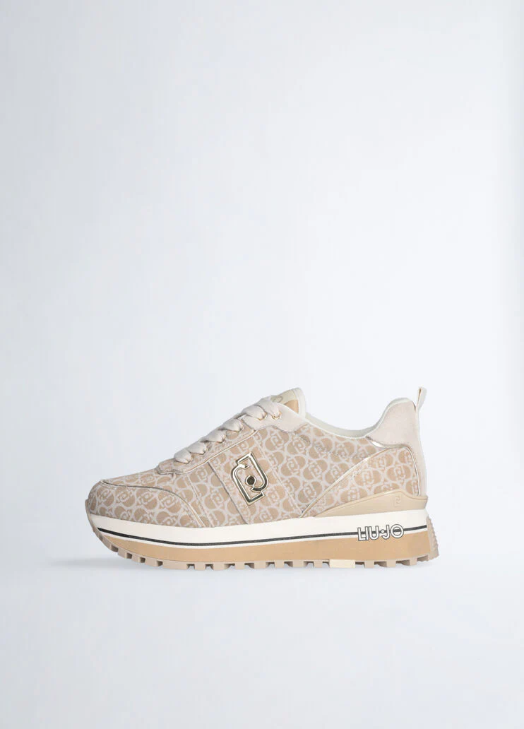 Beige suede platform sneakers