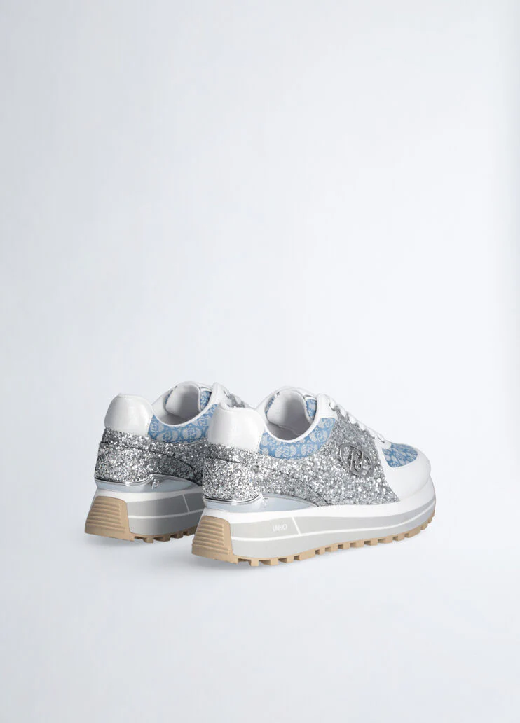 Glittery monogram sneakers