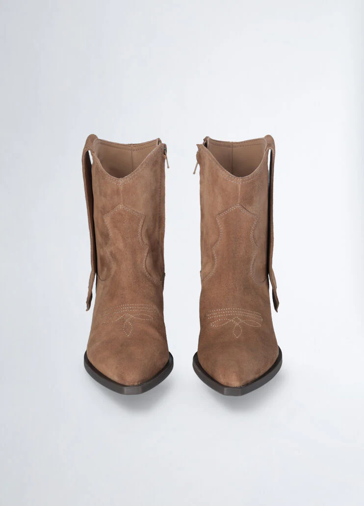 Suede cowboy ankle boots
