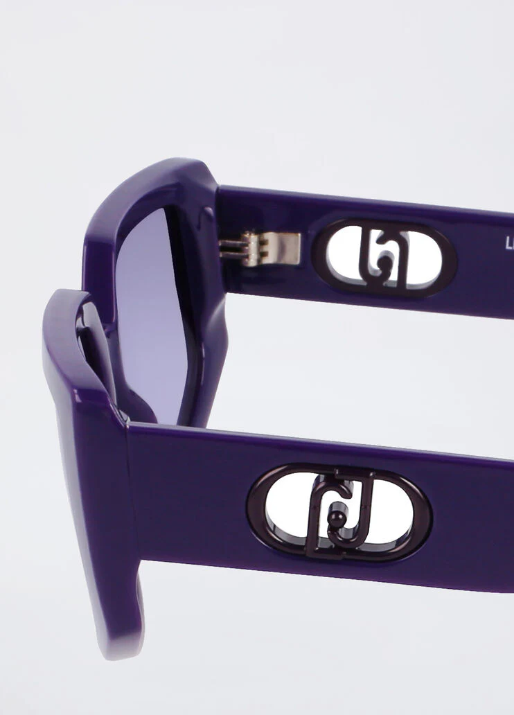 Rectangular purple sunglasses