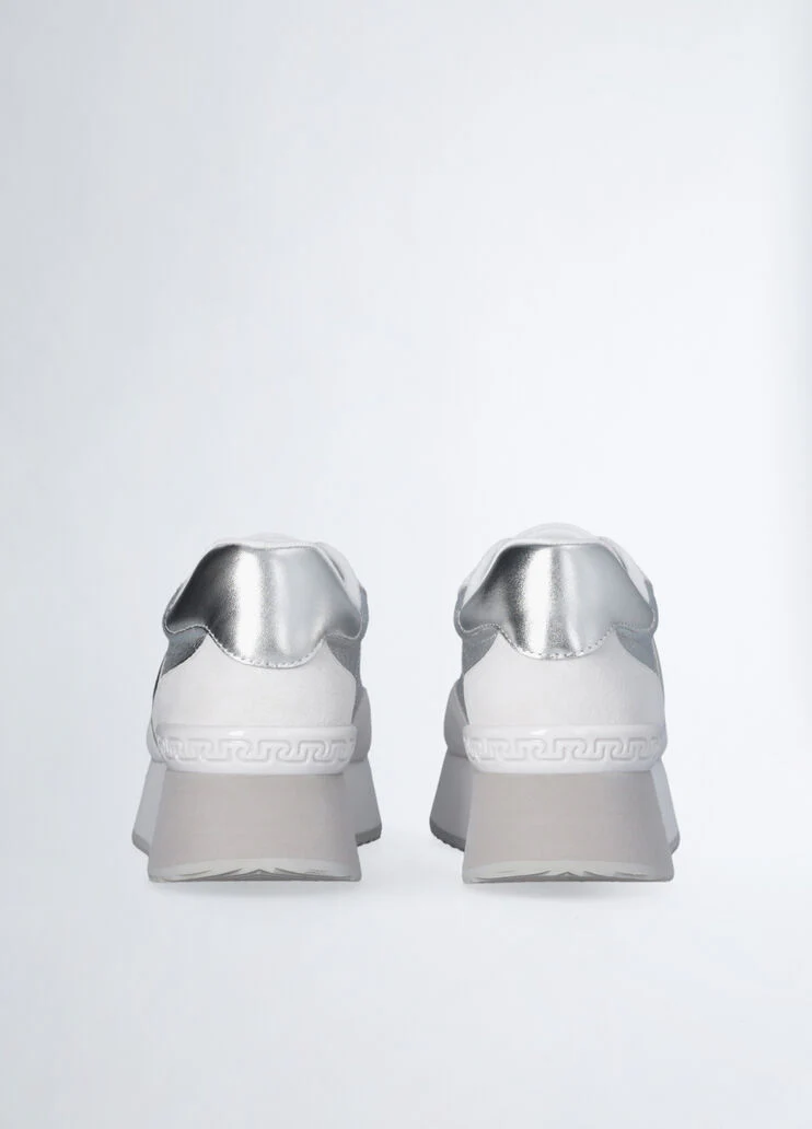 Metallic-effect denim sneakers