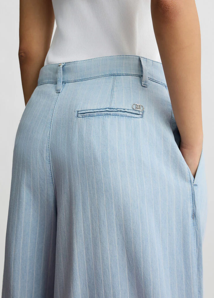 Pinstripe denim trousers