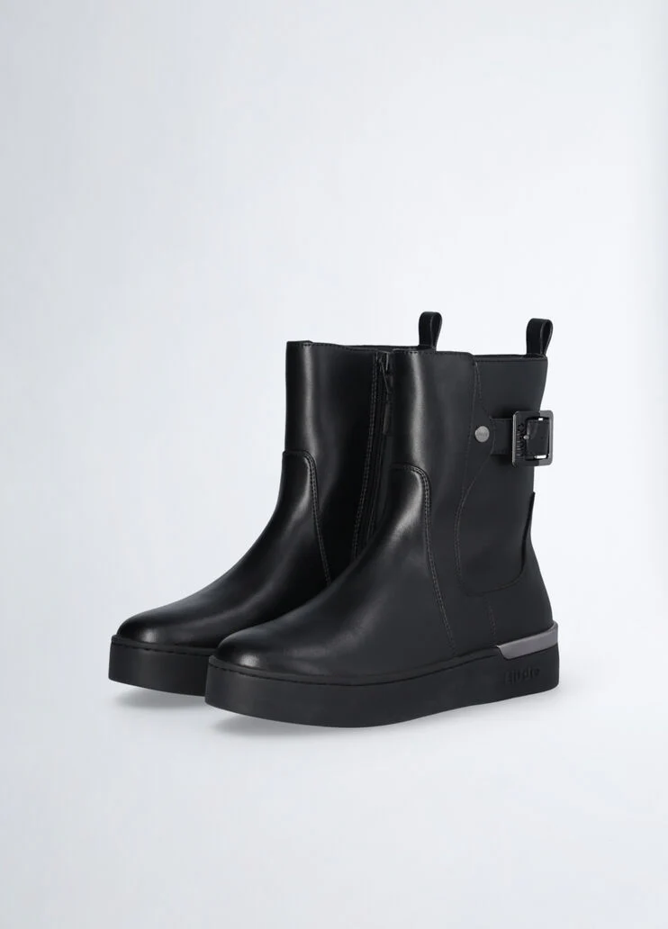 Black ankle boots with buckle