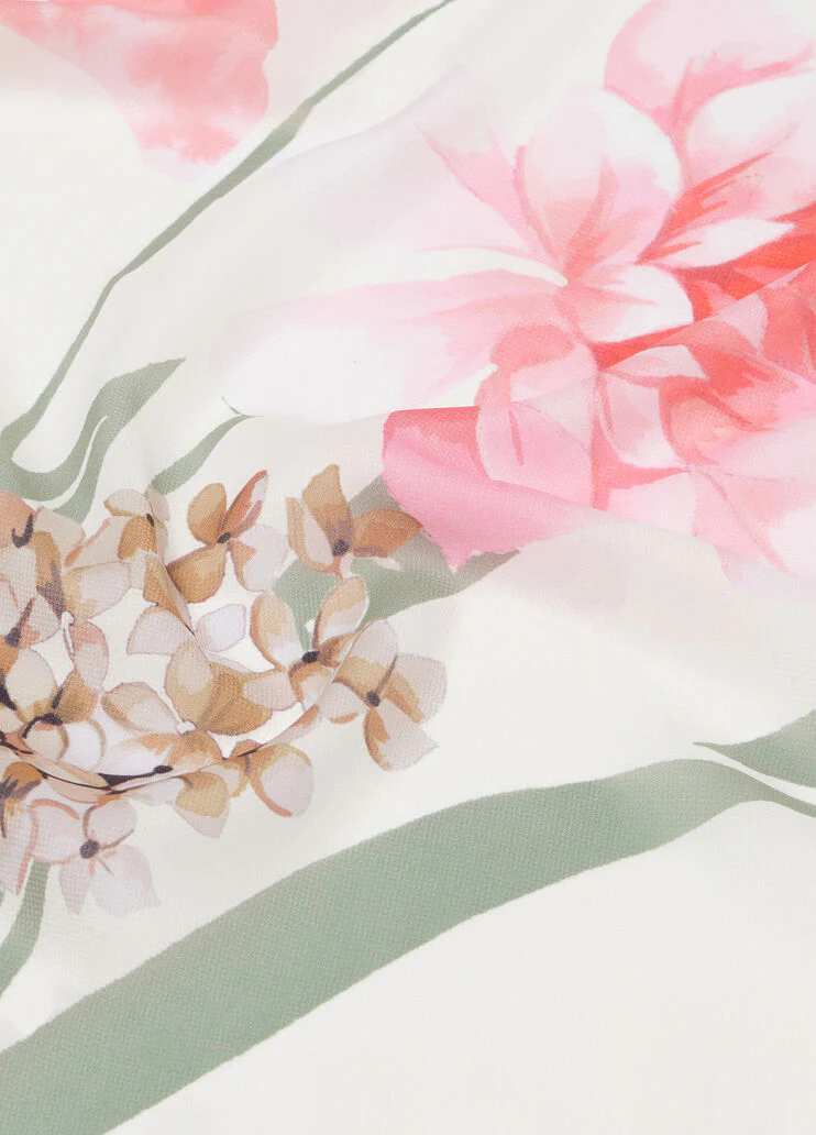 White foulard with flowers