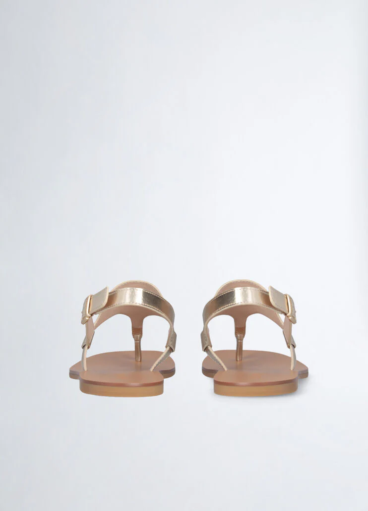Metallic-effect thong sandals