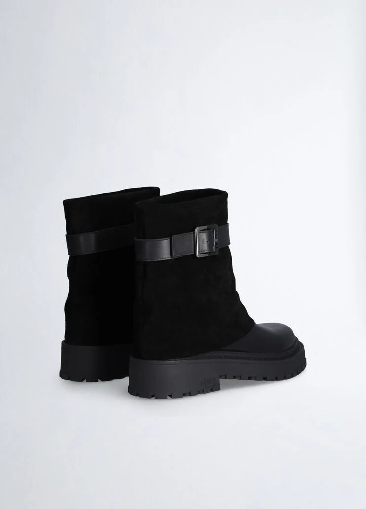 Biker boots with turn-down collar