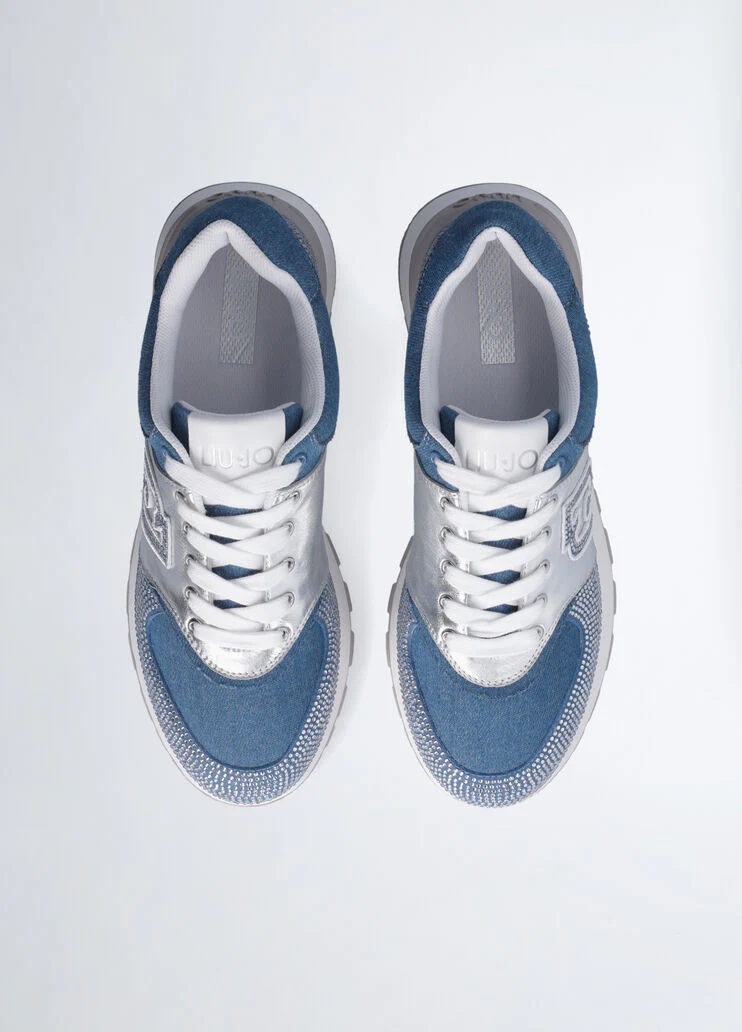 Denim sneakers with rhinestones