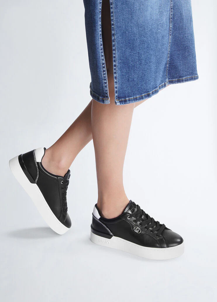 Black leather sneakers