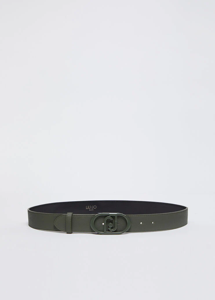 Belt with logo buckle