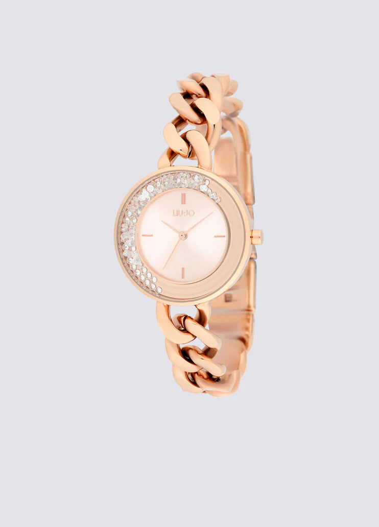 Steel watch with bejewelled chain