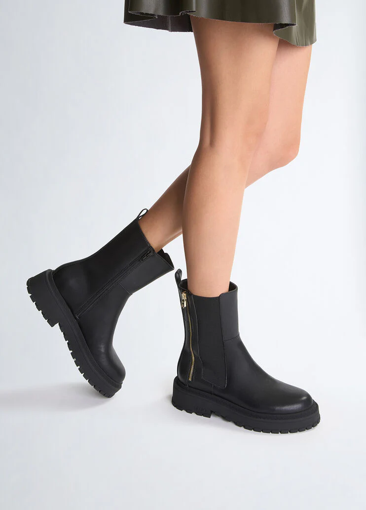 Black ankle boots with zip