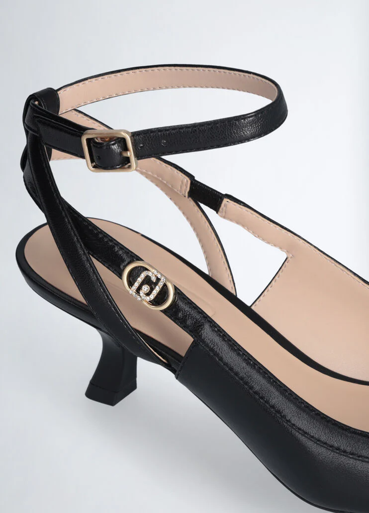 Black slingbacks with low heel