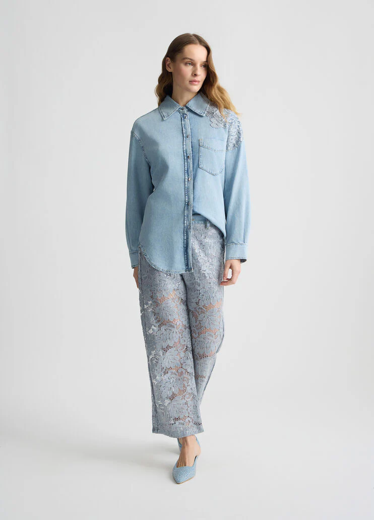 Flared lace trousers