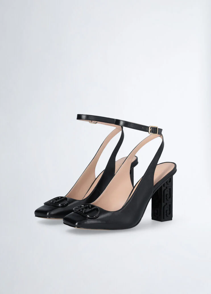 Slingbacks with branded heel