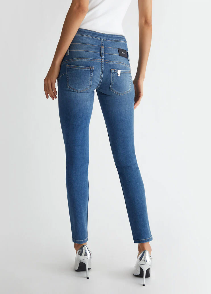High-waisted skinny jeans