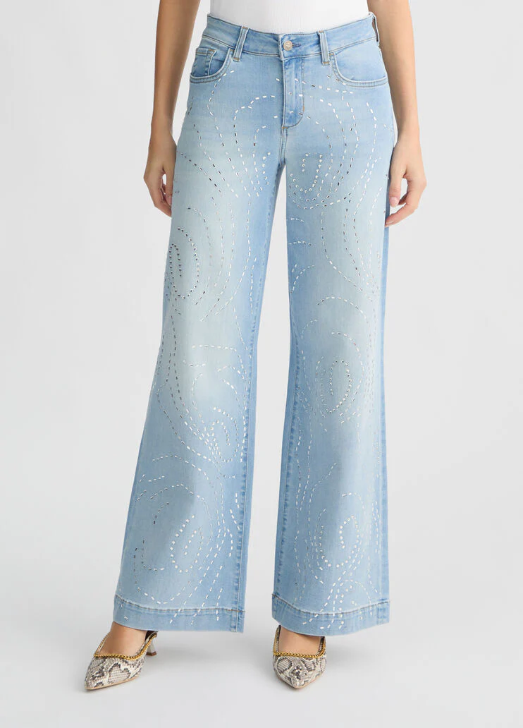 Flared jeans with studs