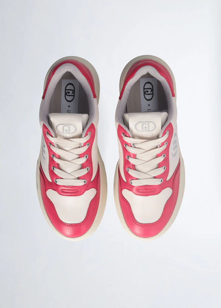 Two-tone leather sneakers