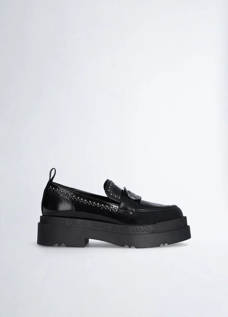 Platform loafers with studs