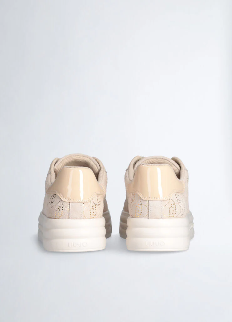Beige monogram platform sneakers