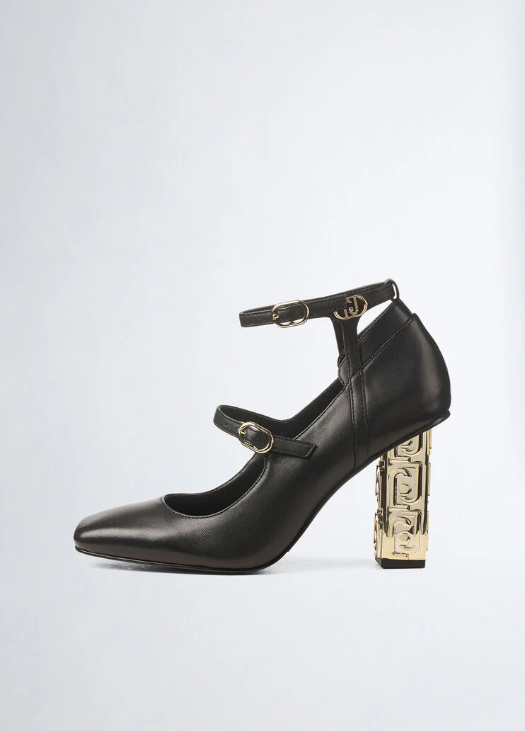 Black two-piece court shoes