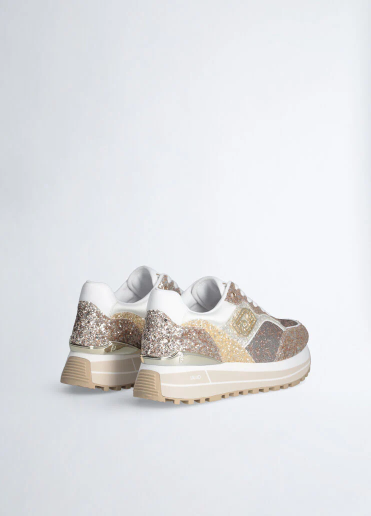 Platform sneakers with full glitter