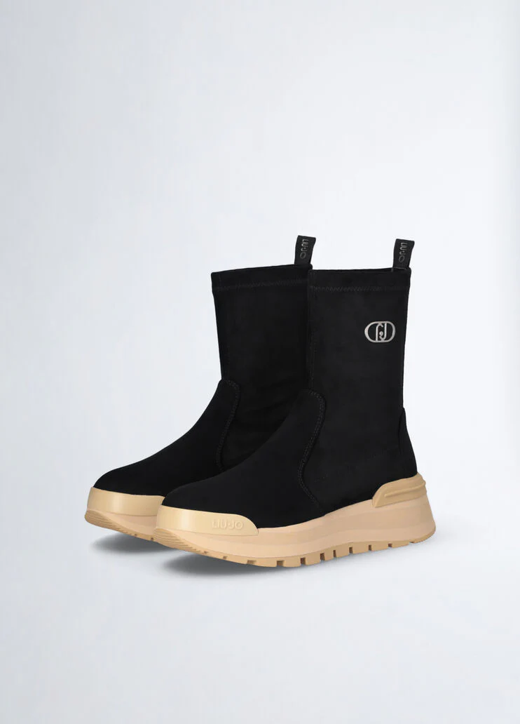 Black ankle boots with logo