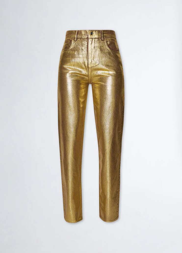 Foil-effect straight-leg jeans