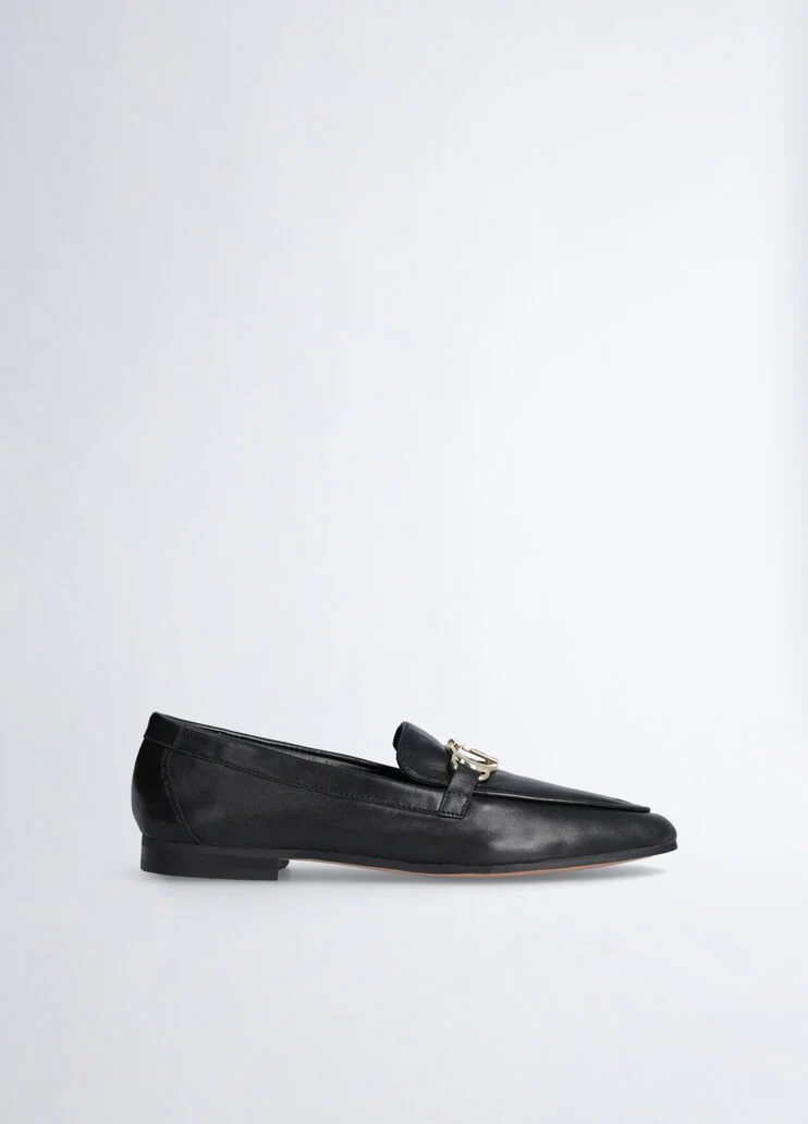 Black soft nappa leather loafers