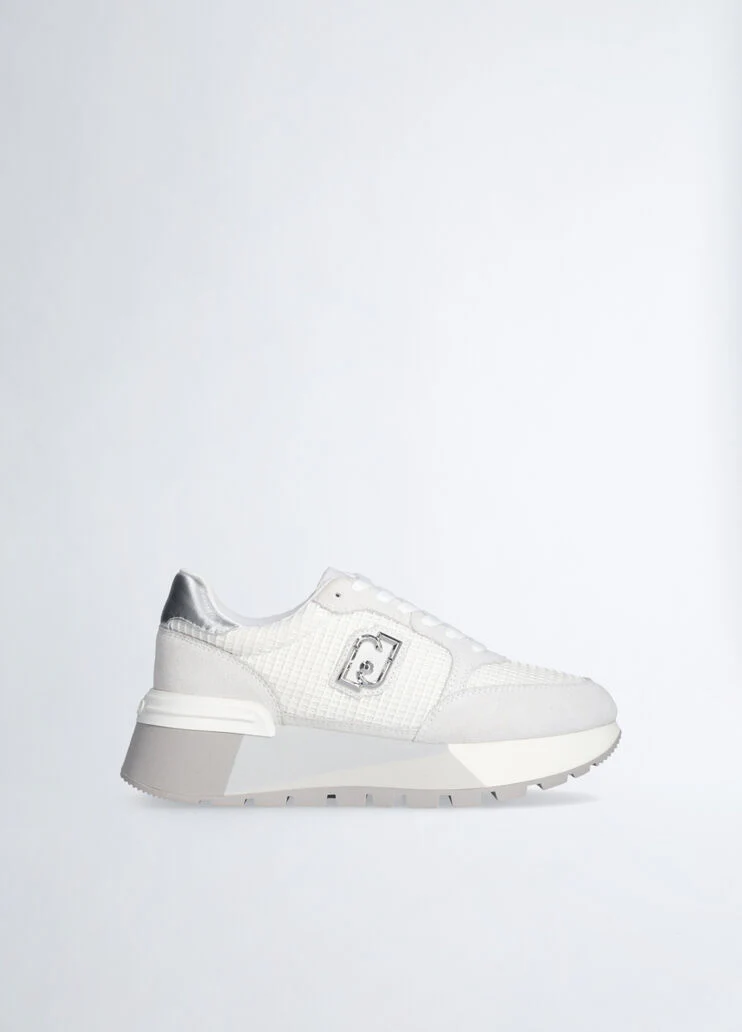 Suede and mesh platform sneakers