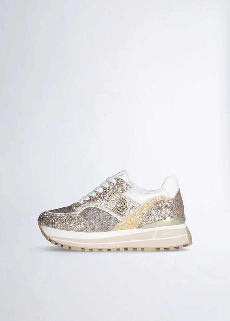 Platform sneakers with full glitter