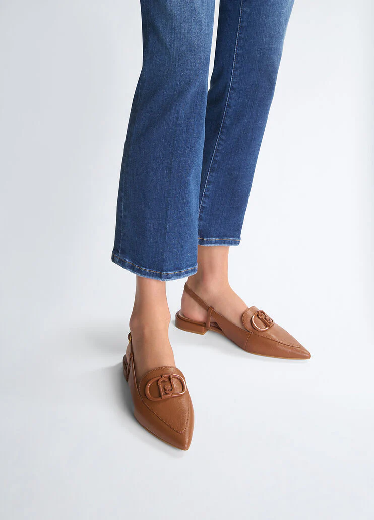 Brown slingback ballet flats