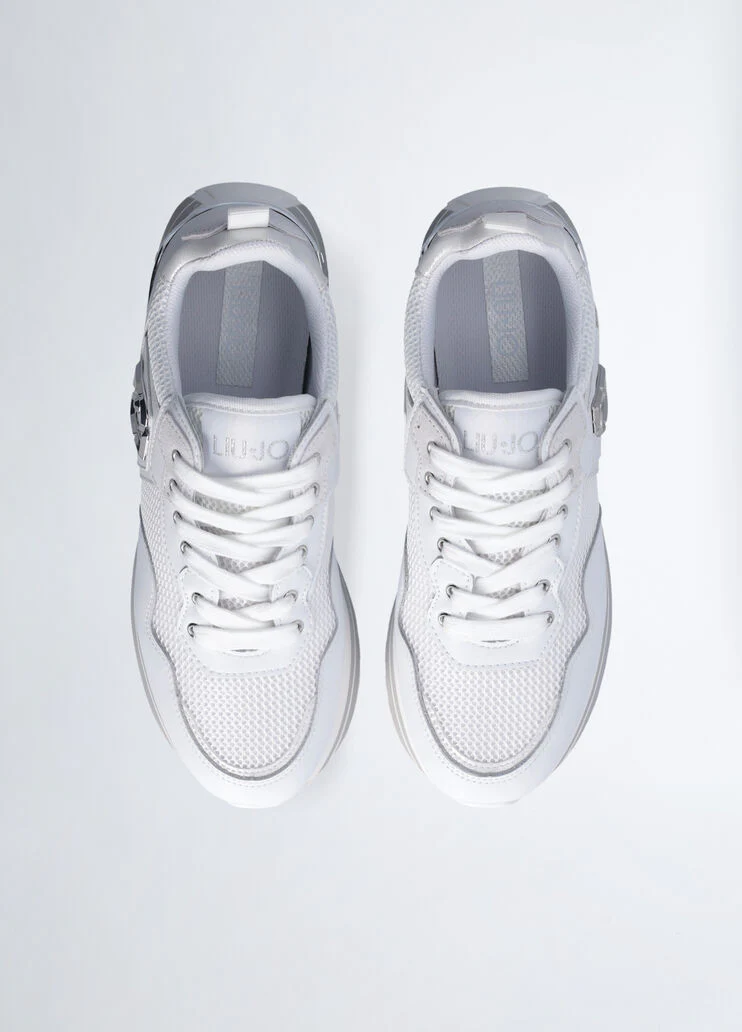 Leather and mesh platform sneakers