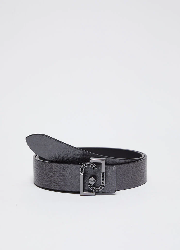Reversible belt with logo buckle