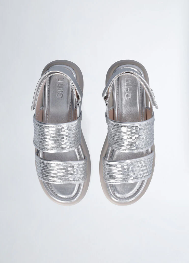 platform sandals with sequins