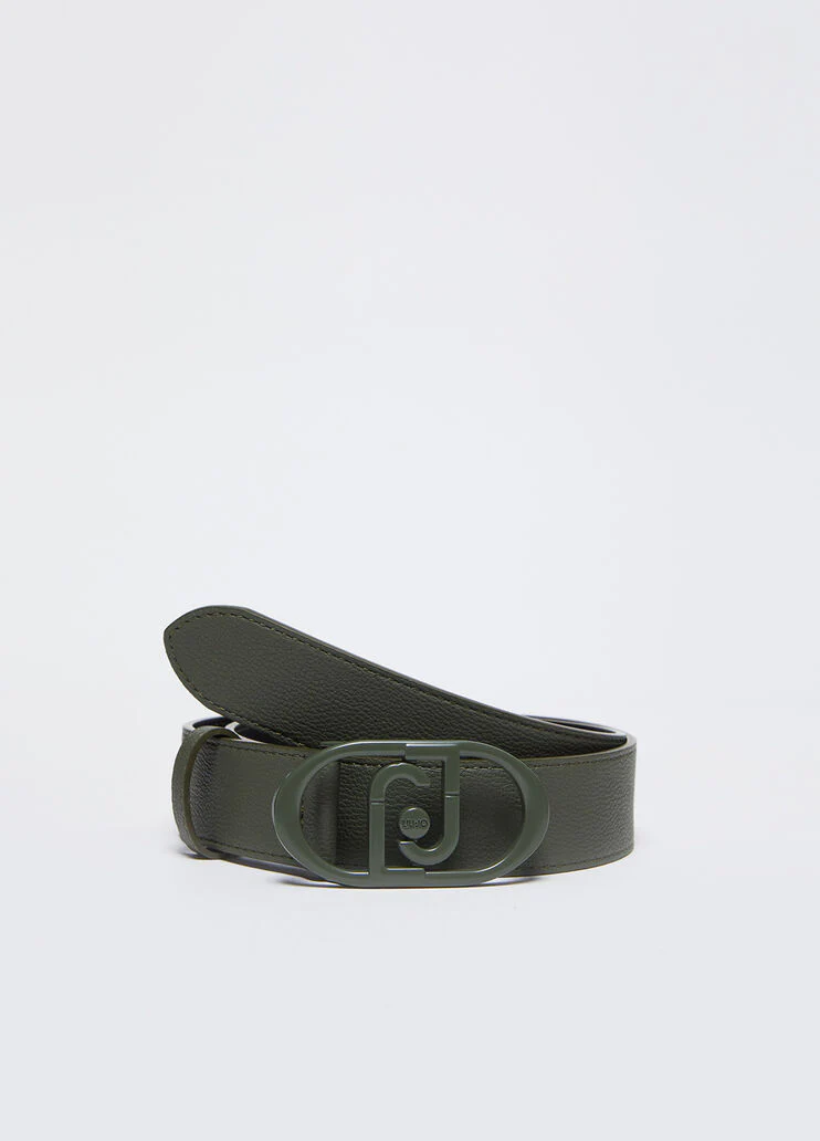 Belt with logo buckle