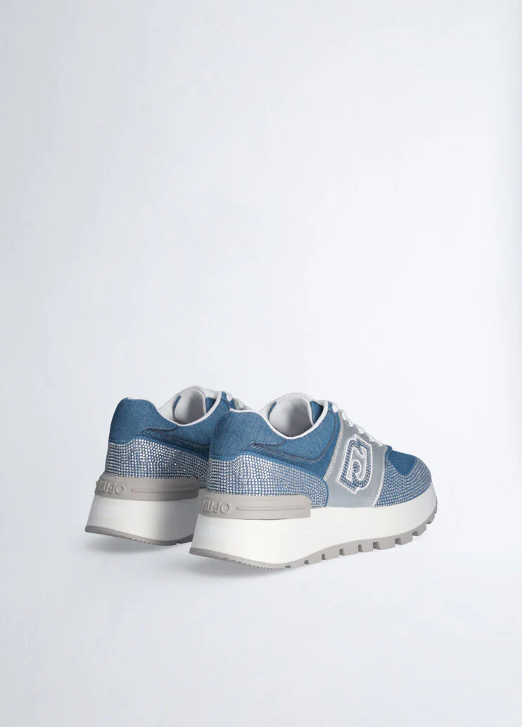 Denim sneakers with rhinestones