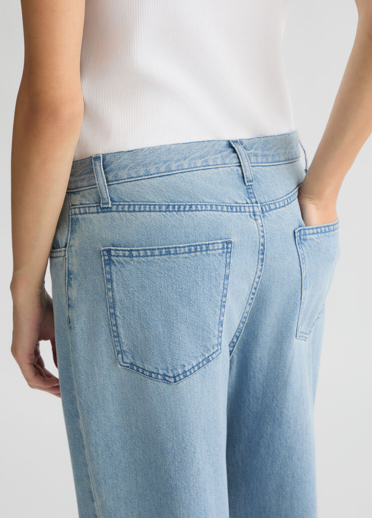 Light blue straight-leg jeans with bejewelled charm