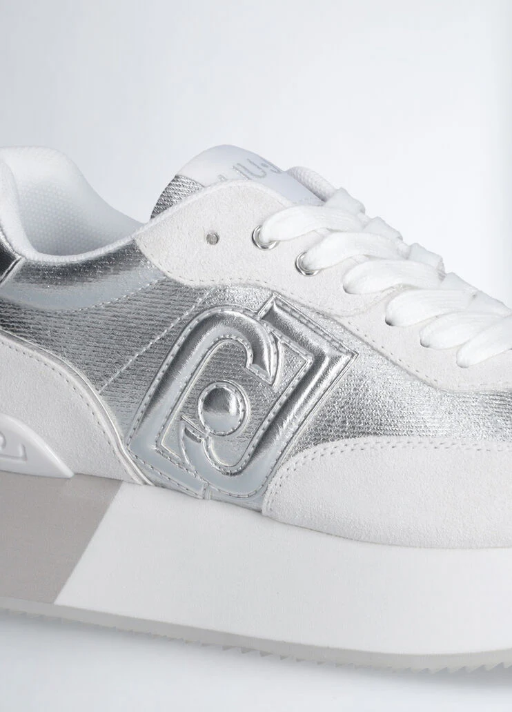 Metallic-effect denim sneakers
