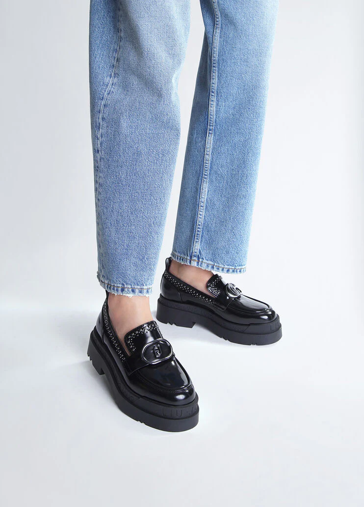 Platform loafers with studs