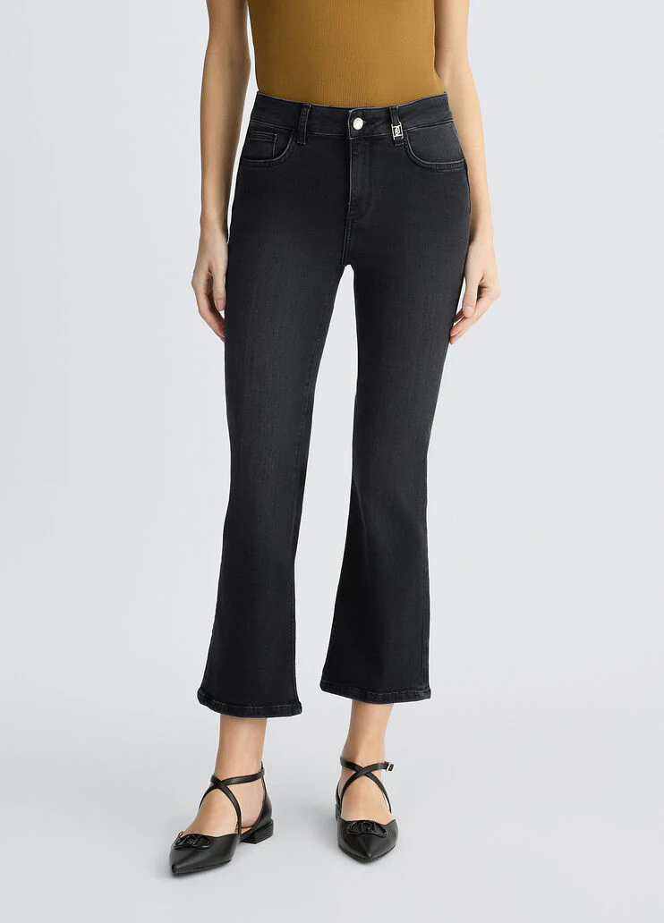 Black high-rise bootcut jeans