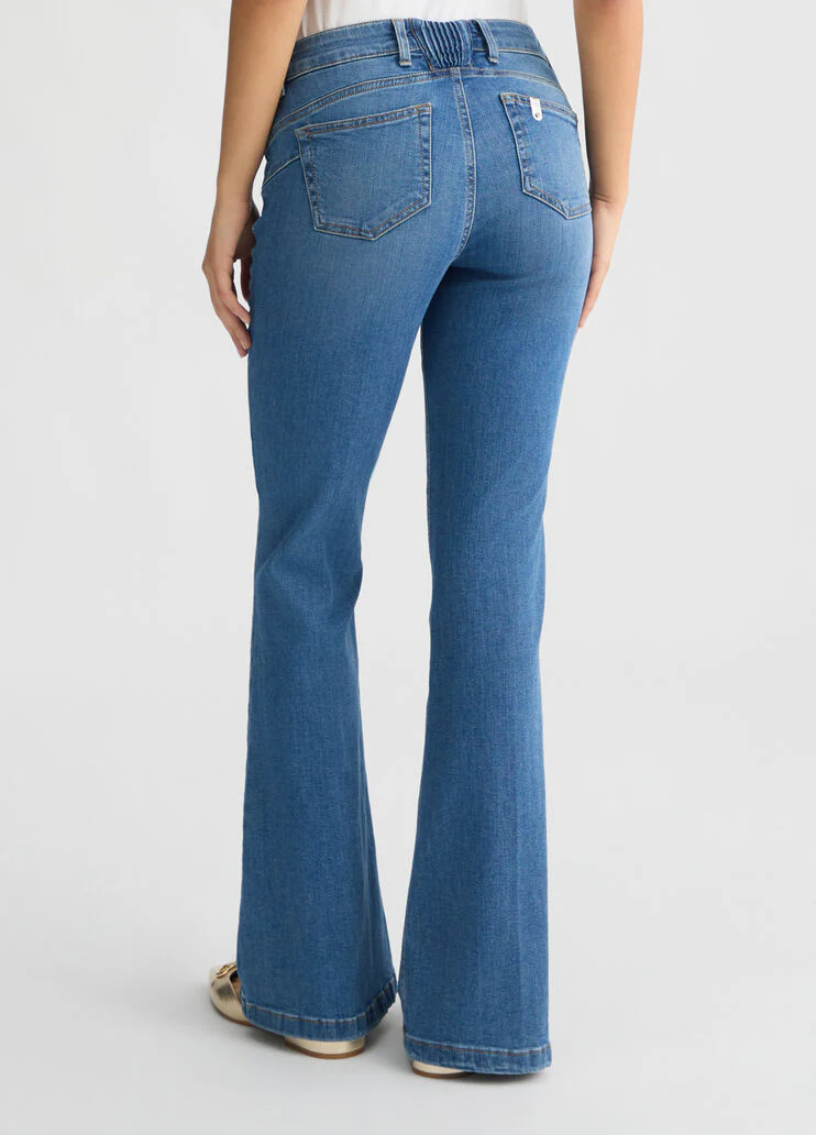 Blue bell-bottom jeans