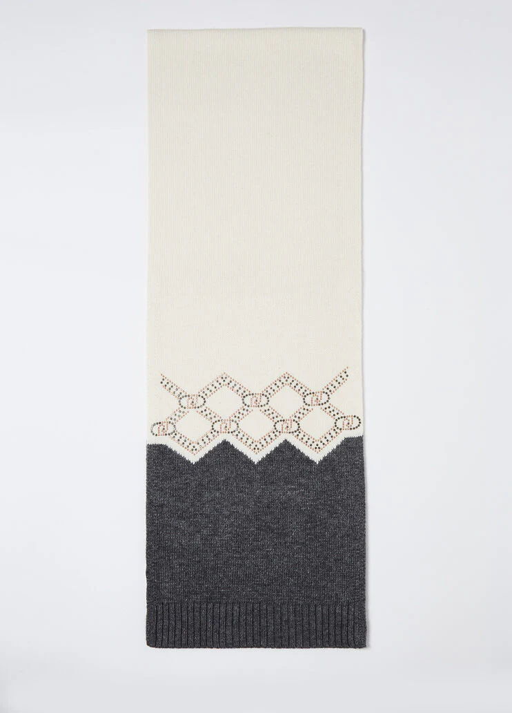 Wool-blend scarf with rhinestones