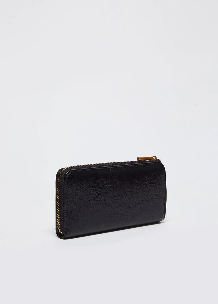 Large glossy zip-around wallet
