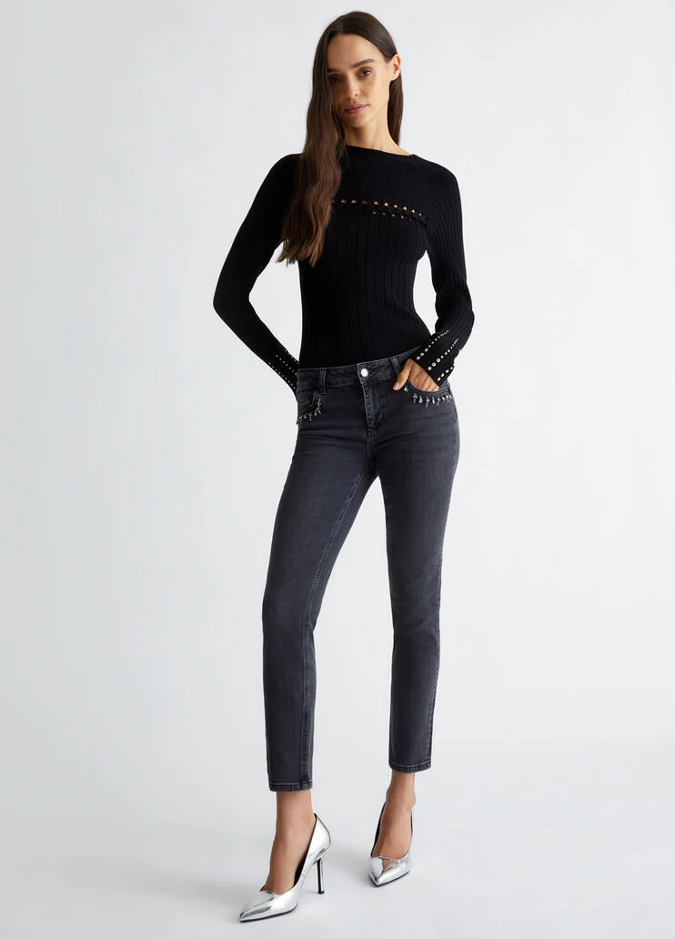 Bottom Up skinny jeans with gemstones