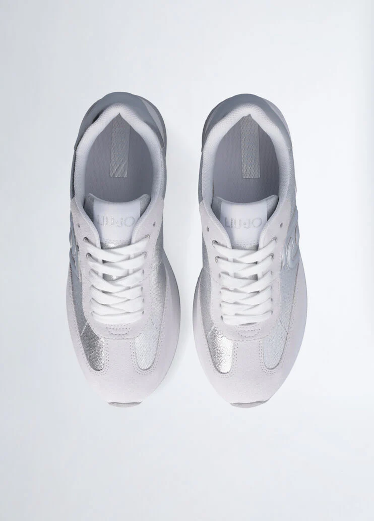 Metallic-effect denim sneakers