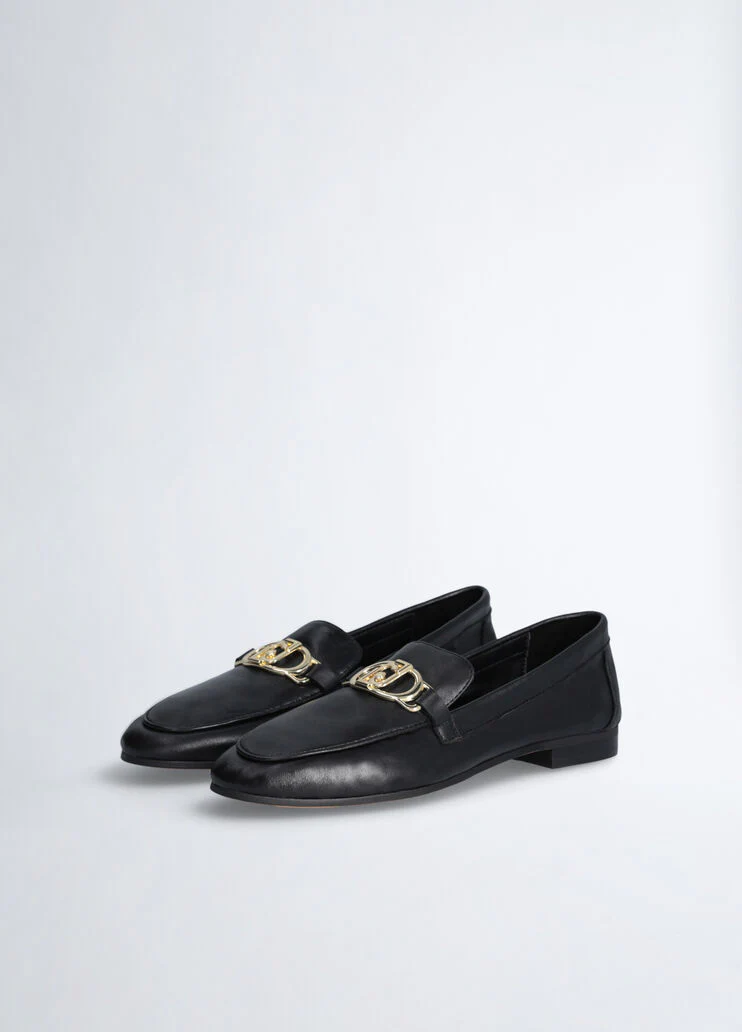 Black soft nappa leather loafers