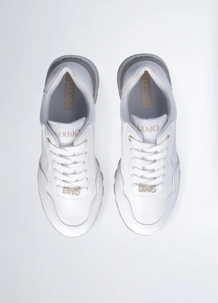 Leather sneakers with openwork logo